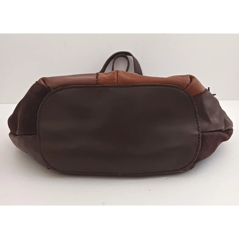 Y2K The Sak Brown Patchwork Leather/Suede Hobo Chunky Silver Hardware Tassel